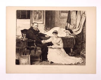 Antique Etching Art Print, "The North-West Passage", Millais, Mongin