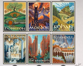 Wall Art The Hobbit Travel Poster Style Art Print Home Decor LOTR Lord of the Rings Retro Lord of the Rings Poster Rivendell
