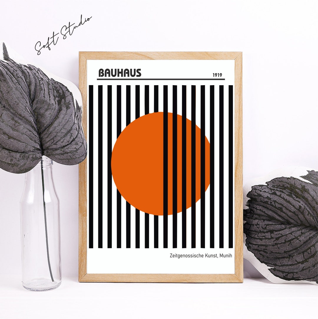 Bauhaus 1919 Wall Art Print Bauhaus Posters Bright Orange Toned Poster ...