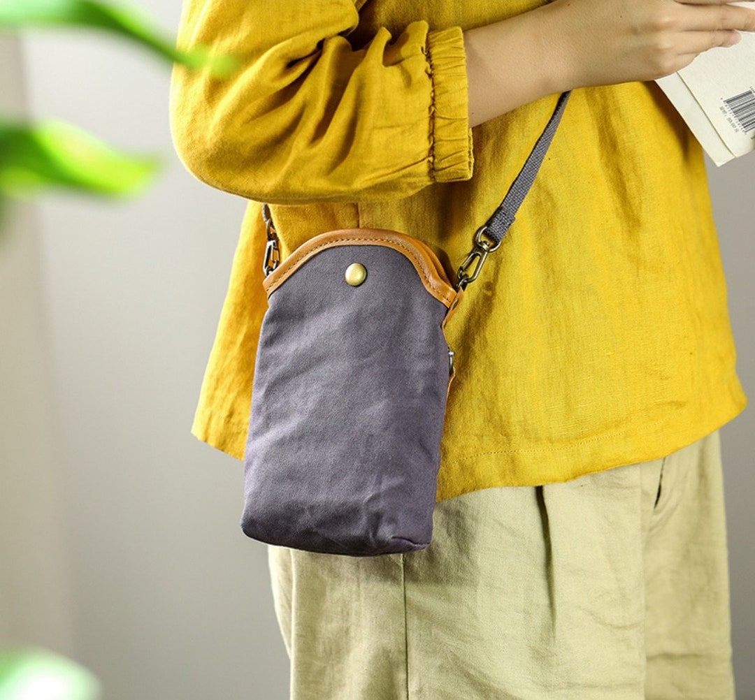 Mini Canvas Crossbody Bag Coin Purse Phone Bag Messenger Etsy