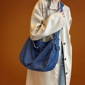 Eva large embroidered denim tote clearance bag