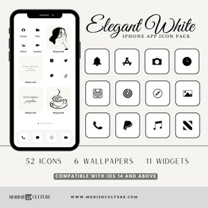 Elegant White iPhone App Icon Theme |  IOS14+