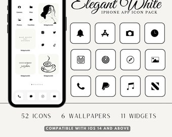 Elegant White iPhone App Icon Theme |  IOS14+