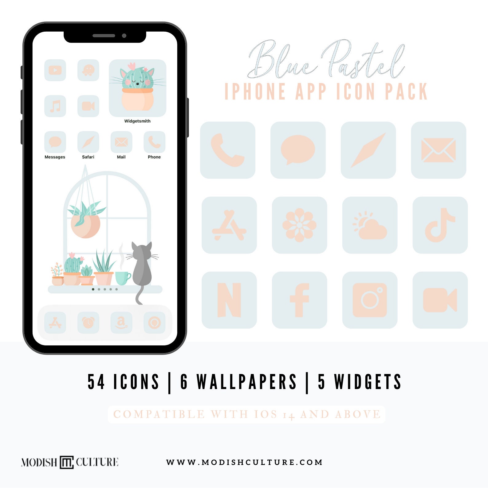 Blue Pastel iPhone App Icon Theme |  IOS14+ | Cute, Pastel