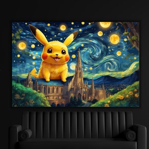 Pikachu Ready To Hang Canvas Pikachu Canvas Pikachu Poster Pikachu Canvas Print Pikachu Wall Arts Gifts