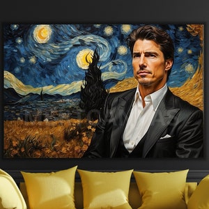 Lienzo de Tom Cruise Póster de Tom Cruise al estilo de La noche estrellada de Vincent Van Gogh Impresiones de iconos de Tom Cruise Póster artístico de Tom Cruise Arte de Tom Cruise