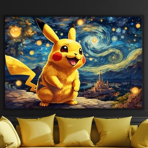 Pikachu Ready To Hang Canvas Pikachu Canvas Pikachu Poster Pikachu Canvas Print Pikachu Wall Arts Gifts