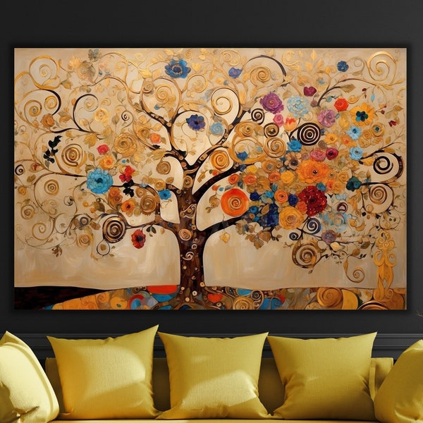 Baum des Lebens Stil Gustav Klimt Stil Leinwand Design Gustav Klimt Stil Poster Gustav Klimt Stil Leinwand Klimt Stil Wand Kunst Moderne Kunst