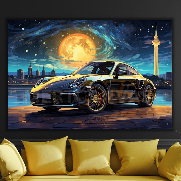 Porsche 911 Berlin Tv Tower Canvas Poster Berlin Poster Berlin Wall Art Germany Travel Poster Germany Gift Porsche 911 Wall Art Print Poster