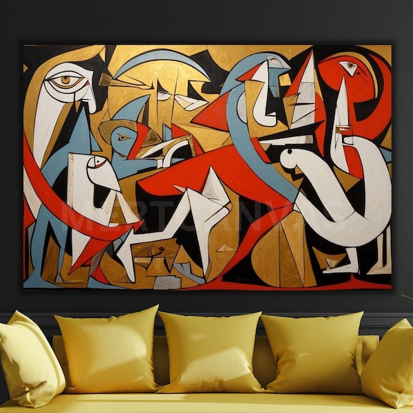 Toile Pablo Picasso style Guernica Impressions sur toile abstraites Pablo Picasso Impressions style Picasso Cubisme en couleurs Toile d'art Picasso