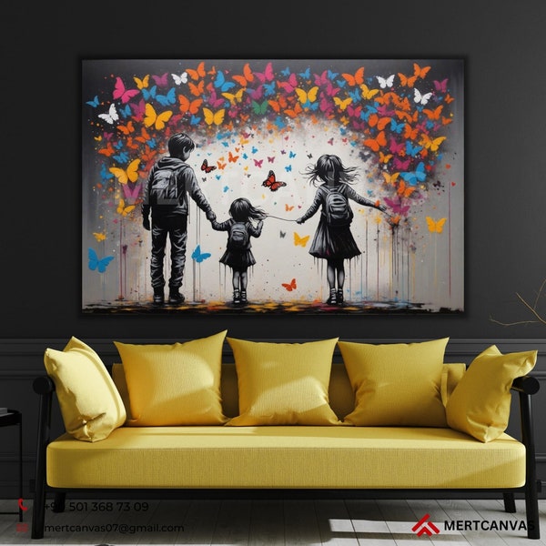 Brotherly Love Gift Butterflies Gifts For Sister Gifts For Brother Print Banksy Graffiti Poster Banksy Graffiti Wall Art Street Art Canvas