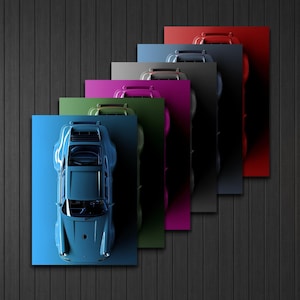 Optional Porsche 911 Porsche Auto Sport Automobile Poster Leinwand Druck Panel Wand Kunst Dekor Geschenke Grün Schwarz Grau Lila ManCave Automobiltechnik