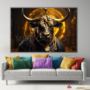 Bitcoin My Design Bitcoin Wall Art Bitcoin Canvas Art Gold Bull Black Bull Crypto Wall Art Crypto Coin Finance Poster Finance Gifts Crypto