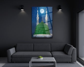 Masjid Nabawi Glass Decor Tempered Glass Masjid Al Nabawi Art Masjid Al Nabawi Home Decor  Islamic Wall Art Tempered Glass Wall Art Islamic