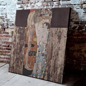 Gustav Klimt Inspired &#39;Three Ages of the Woman &#39; Canvas Print – Vibrant Expressionist Artwork, Modern Art Decor for Living Room, Bedroom