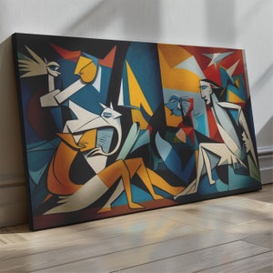 Lienzo estilo Guernica de Pablo Picasso Impresiones abstractas en lienzo de Pablo Picasso Impresiones estilo Picasso Cubismo en colores Lienzo listo para colgar