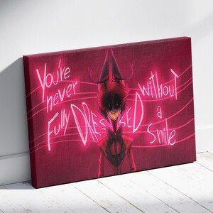 Alastor Hazbin Hotel Art Canvas Poster – Dark Humor &#39;Fully Dressed with a Smile&#39; Alastor Character Canvas, Unique Wall Decor for Hazbin Fans