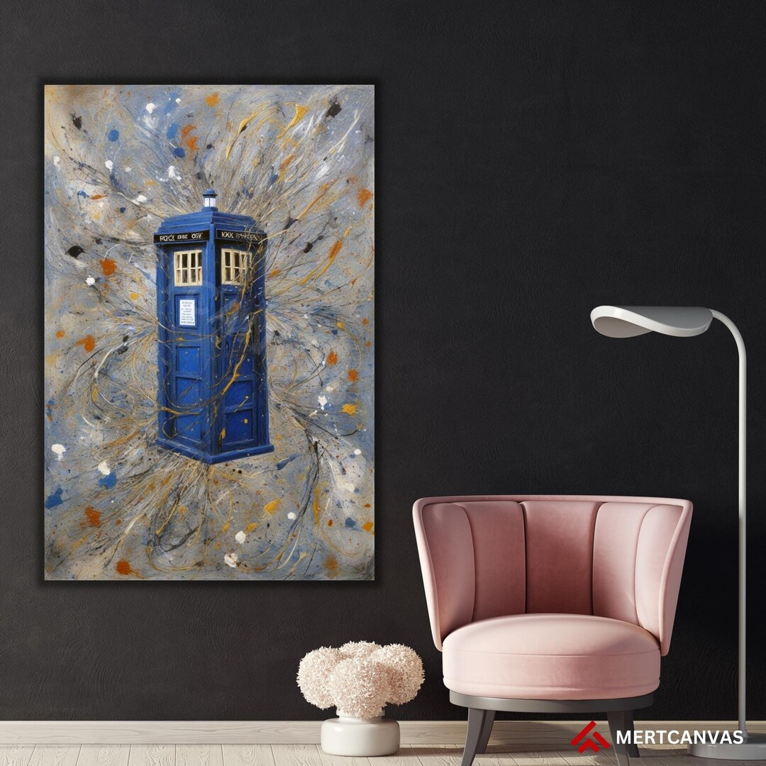 Doctor Who Tardis Box Jackson Pollock Style Doctor Who Wall Art Doctor ...