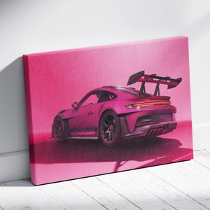Rosa Porsche 911 Lienzo Porsche Deportes Coches Automóvil Porsche Cartel Impresión Panel Pared Arte Decoración Regalos Porsche 911 Garaje ManCave Automotive
