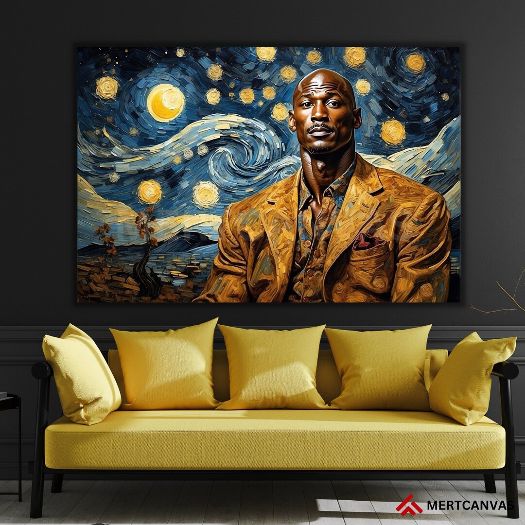 Michael Jordan Canvas Vincent Van Gogh The Starry Night Style Michael michael-jordan-canvas-vincent-van-gogh-the-starry-night-style-michael