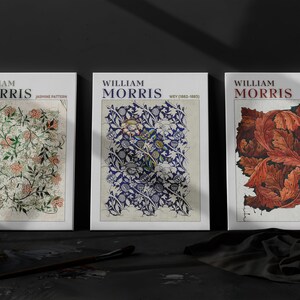 Set Of 3 William Morris Print, Canvas, William Morris Exhibition Print, William Morris Poster, Vintage Wall Art, Textiles Art, Ready To Hang