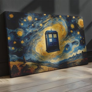 Canvas Doctor Who Tardis Box Vincent Van Gogh the Starry Night Style ...