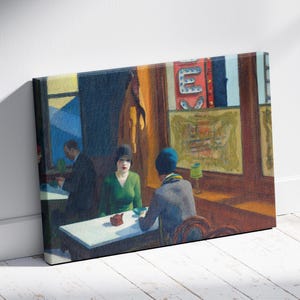 Edward Hopper Inspired 'Chop Suey' Canvas Art | Famous American Realism Poster | Vintage Cafe Painting Reproduction for Home Decor