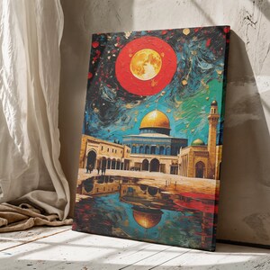 Jerusalem Canvas Oil Painting Look Masjid Al Aqsa Jerusalem Poster Jerusalem Art Jerusalem Wall Art Islamic Canvas Islamic Ready To Hang