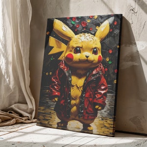 Pikachu Ready To Hang Canvas Pikachu Canvas Pikachu Poster Pikachu Canvas Print Pikachu Wall Arts Gifts