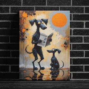 Black Dog Art Print | Whimsical Dog Poster for Kids Room | Cute Educational Dog Canvas Wall Decor | Playful Canine Illustration Gift