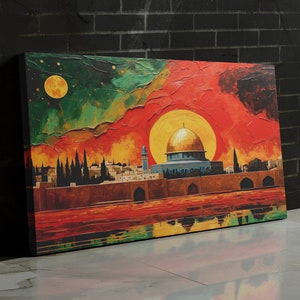 Jerusalem Canvas Oil Painting Look Masjid Al Aqsa Jerusalem Poster Jerusalem Art Jerusalem Wall Art Islamic Canvas Islamic Ready To Hang
