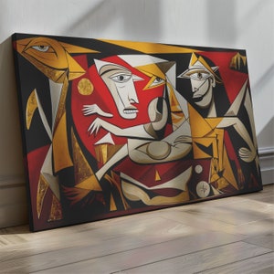 Pablo Picasso Guernica Style Canvas Pablo Picasso Abstract Canvas Prints Picasso Style Impressions Cubism in Colors Canvas Ready To Hang
