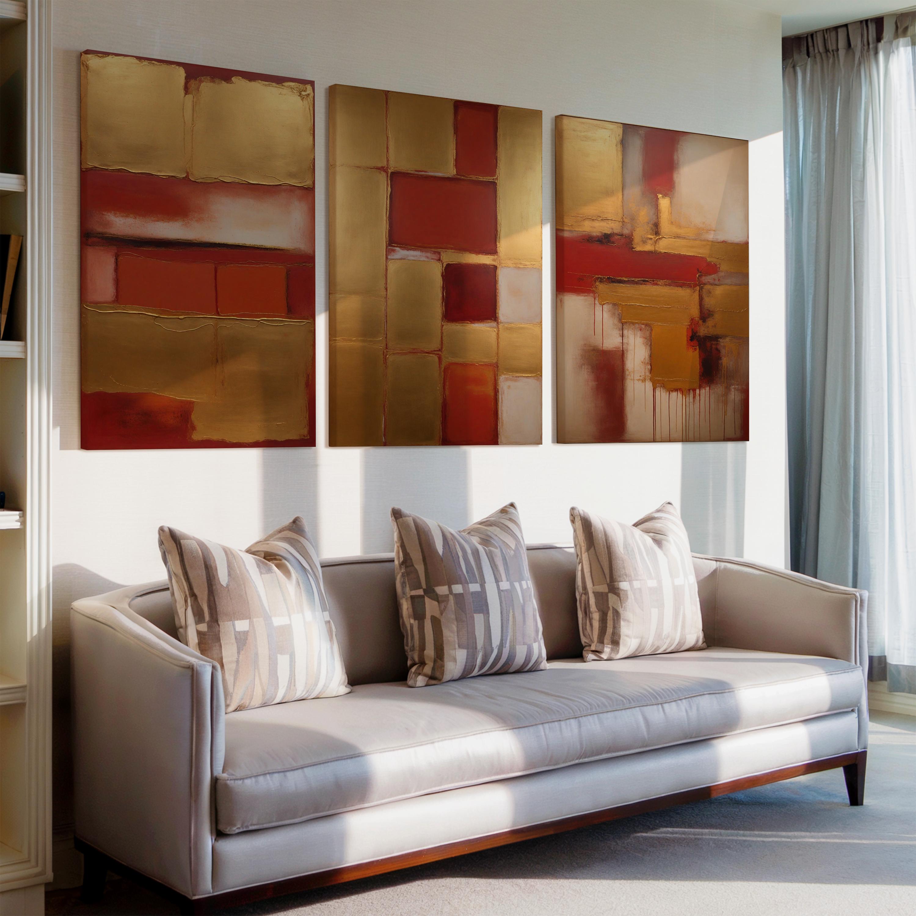 Mark Rothko Style Red Gold Red Abstract Wall Art Print Print Set Poster Set Of 3 Posters Modern Art Poster Abstract Ready Ta Hang