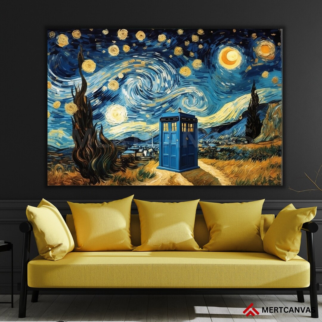 Canvas Doctor Who Tardis Box Vincent Van Gogh the Starry Night Style ...