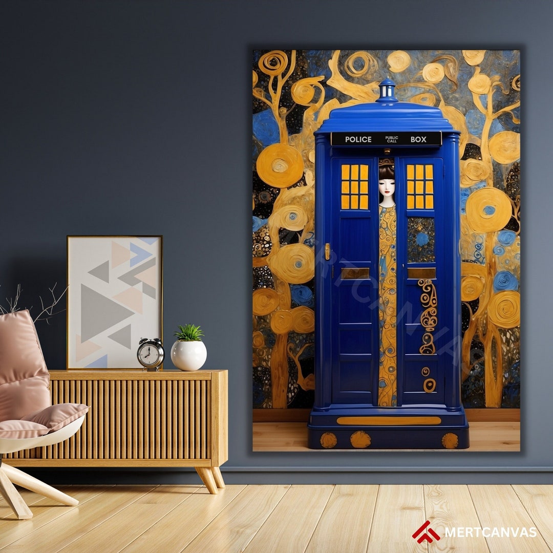 Doctor Who Tardis Box Canvas Poster Gustav Klimt Style Doctor Who Wall ...
