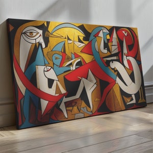 Lienzo estilo Guernica de Pablo Picasso Impresiones abstractas en lienzo de Pablo Picasso Impresiones estilo Picasso Cubismo en colores Lienzo listo para colgar