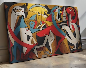 Pablo Picasso Guernica Style Canvas Pablo Picasso Abstract Canvas Prints Picasso Style Impressions Cubism in Colors Canvas ready To Hang