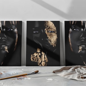 3 Piece Set Black Women Poster Gold Women Wall Art Canvas Black And Gold Woman Wall Art Canvas Women Wall Art Women Wall Art Ready To Hang