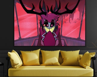 Alastor Poster Alastor Canvas Hazbin Hotel Art Demon Character Design Cartoon Canvas Print Wiki Inspired Art Fan Artwork Ready To Hang