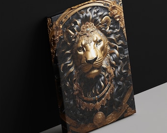 Black And Gold Lion Design Lion Canvas Gold Lion Canvas Lion Wall Art Lion Art Print Lion Poster Lion Lover Gift Lion Art Print Lion Print