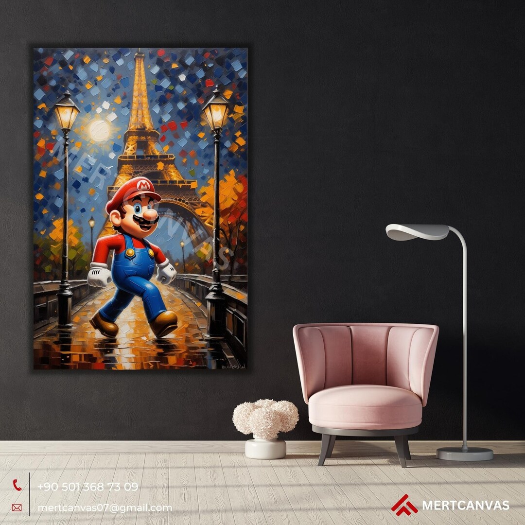Paris Poster Super Mario Canvas Art Super Mario Bros Super Etsy
