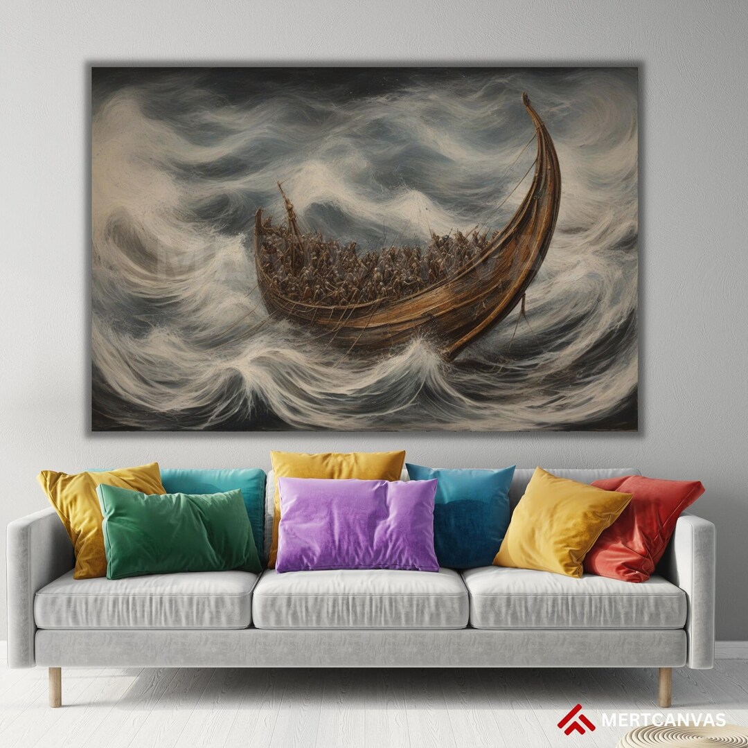Viking Ship Art Canvas Viking Canvas Viking Gifts Viking Etsy