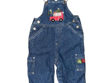 Vintage Corcoran Christmas denim overalls size 9M