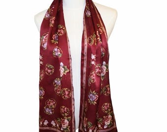 Vintage ECHO Museum Collection Silk Scarf. Smithsonian Institution 1993 Floral