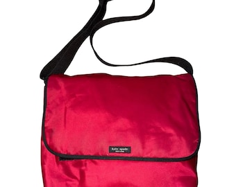 Y2K Kate Spade New York Red Nylon Laptop Messenger Bag Tote