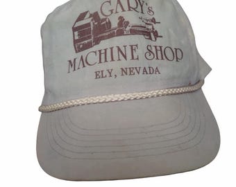 Vintage Trucker SnapBack Otto Cap. Beige. Ely, Neveda. Nylon