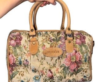 Vintage 90s Protocal Floral tapestry hand bag