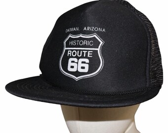 Vintage Historic Route 66 black mesh-back snapback trucker hat Oatman, Arizona