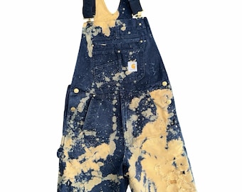 individuell abgenutzte Carhartt Latzhose Cutoff Shorts. Größe 30 Navy Blau Cargo