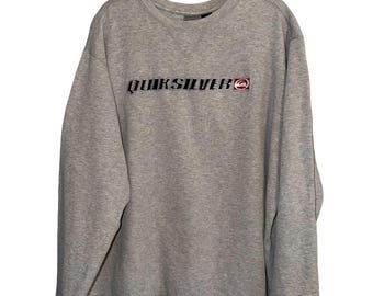 90s/Y2K Quiksilver heather gray waffle knit pullover size XL Japan Surf Board